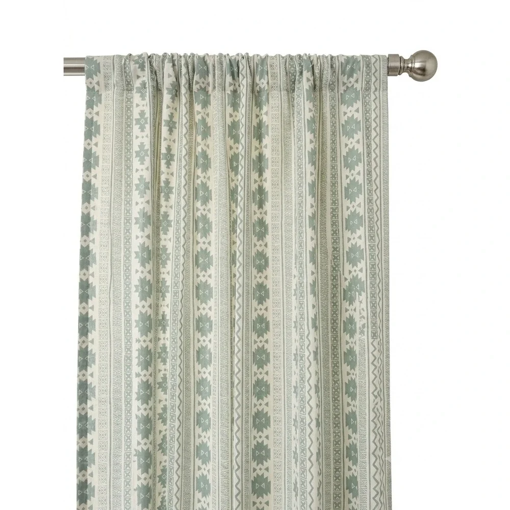 Ambesonne  Green Tribal Geometric Window Curtains 56x63 2 Panel Set Rod Pocket
